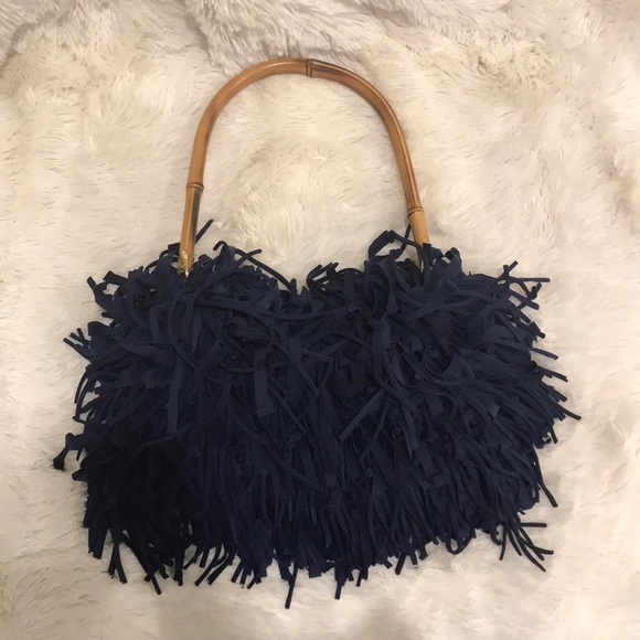 Handbags - Bamboo Navy Fringe Purse